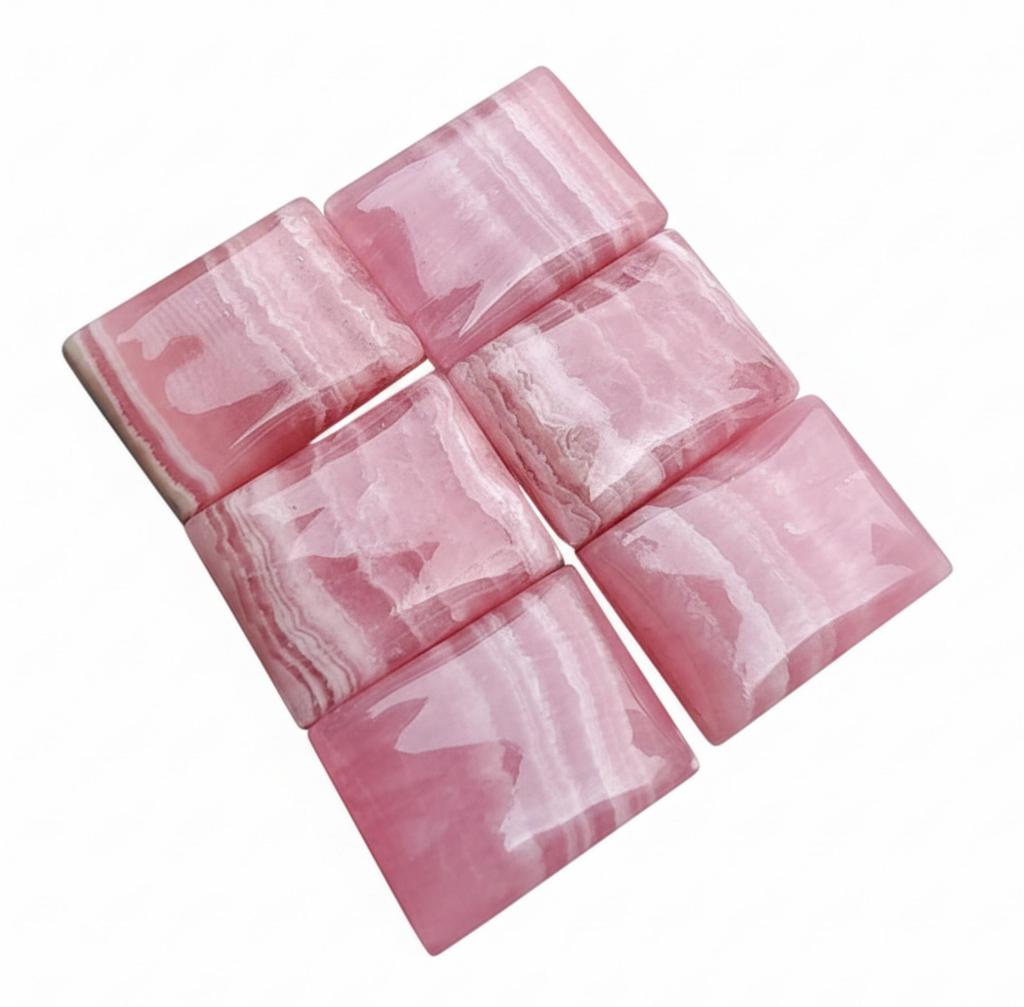 Rectangular Rhodochrosite Cabochons for Jewelry - Pink and White Striped Gemstones