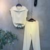 C S In The Room Cano End StitCh Cap Sleeve Zip Knit Wide pantS Set 3 ColorS