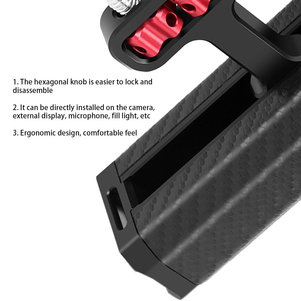 Universal Camera Metal Side Handle with Cold Shoe Mount for Camera Cage Stabilizer with 1/4 Inch Screw Holes Camera Handle