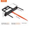 39" Hay Spear, Bale Spears 1600lbs Loading Capacity, Skid Steer Loader Tractor Bucket Attachment with 2pcs 17.5" Stabilizer Spears and 60" Chain,