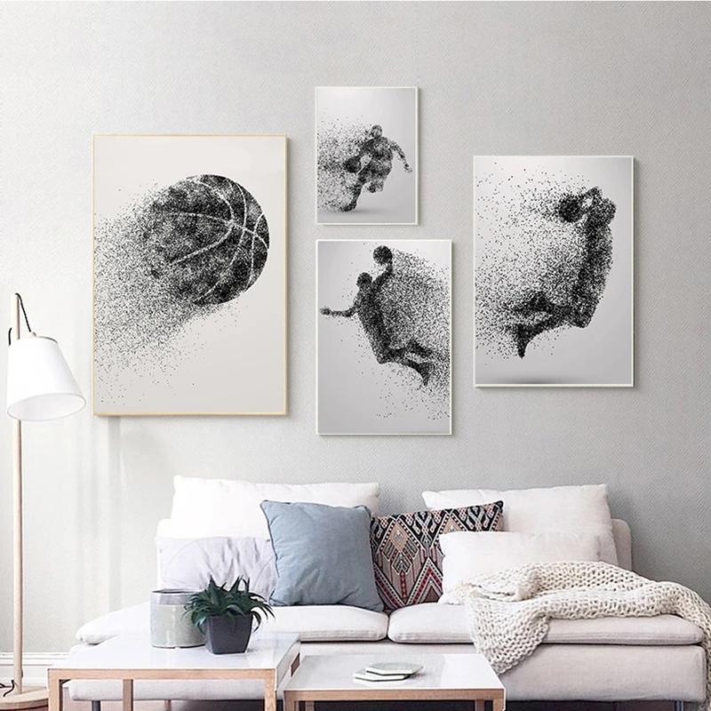 Abstract Baschet Sport Bărbat Trage la Coș Postere și Imprimeuri Pictură pe Pânză Artă de Perete Imagine pentru Living Decor Acasă