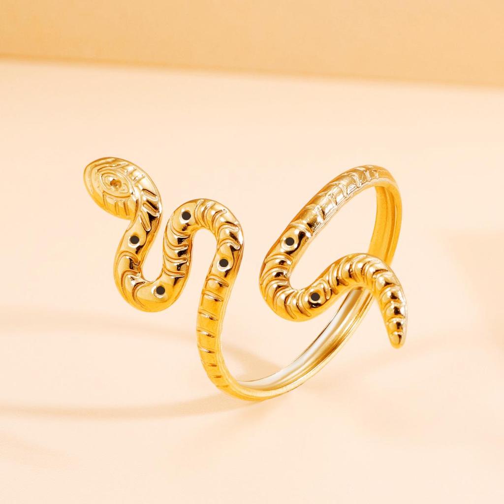 Retro Punk Snake Design Adjustable Stainless Steel Ring