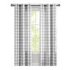 Natural Country Style Grey Checkered Grommet Top Curtains and Sheers for Living Room or Bedroom