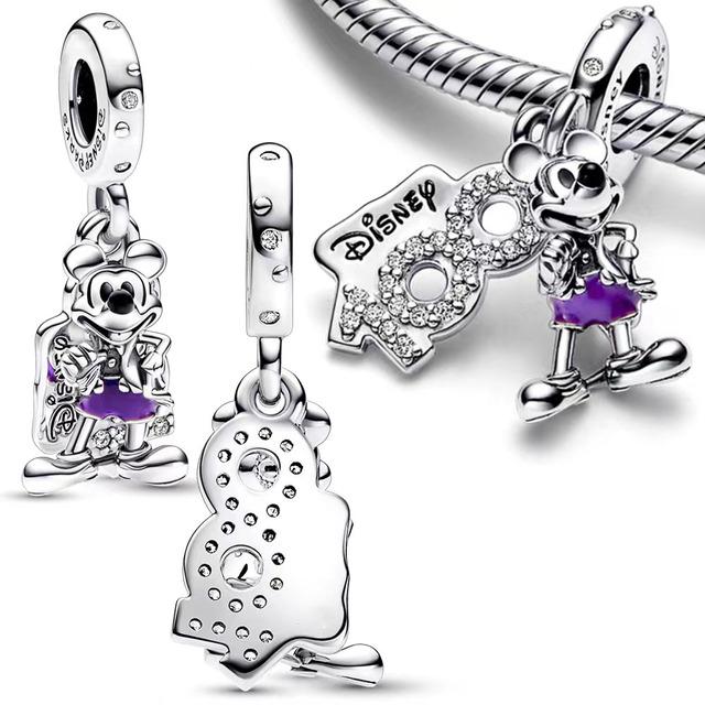 Neues Miniso Disney Donald Duck Minnie Charm 925 Silber Armband Halskette DIY Schmuck Geschenke für Frauen