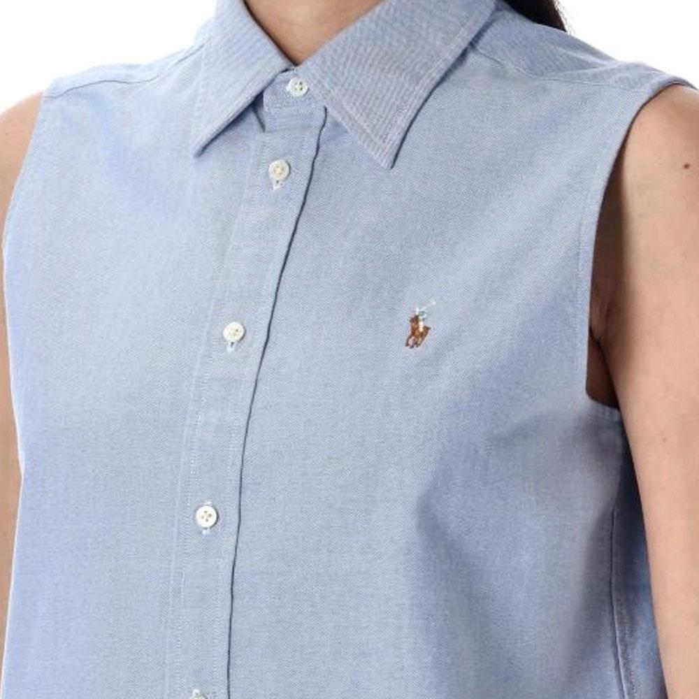 Polo Ralph Lauren Senza Maniche a Coste Singole Polo Donna top Azzurro Chiaro 211968896-002