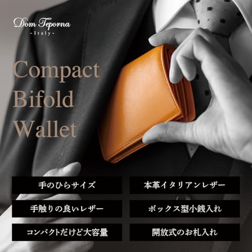 Dom Teporna Herren-Bifold-Geldbörse, Smart, Weiches Italienisches Leder, Mehrere Fächer, Kompakt, Schlank, Business, Marineblau