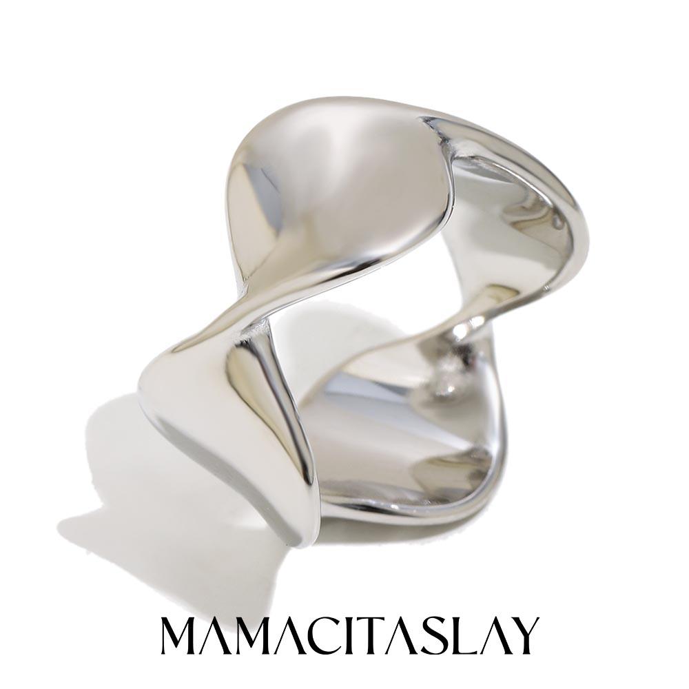 

MamacitaSlay 316L Stainless Steel Alien Twist Ring 18K Gold Plated Waterproof Jewelry Women s Unique Cool Ring High Quality Gift 7 срібний