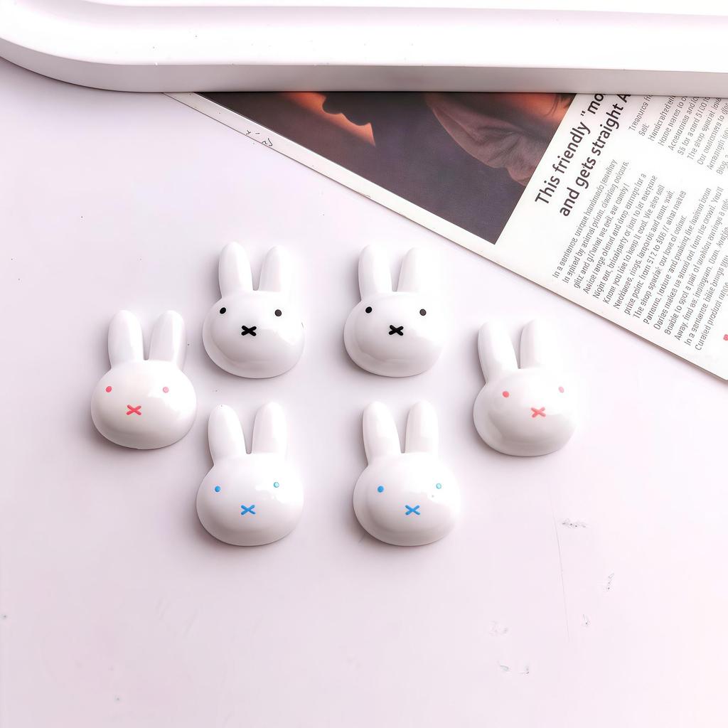 Glossy Cute Rabbit Resin Accessories for DIY Hair Clips, Phone Cases, Crocs, and Keys