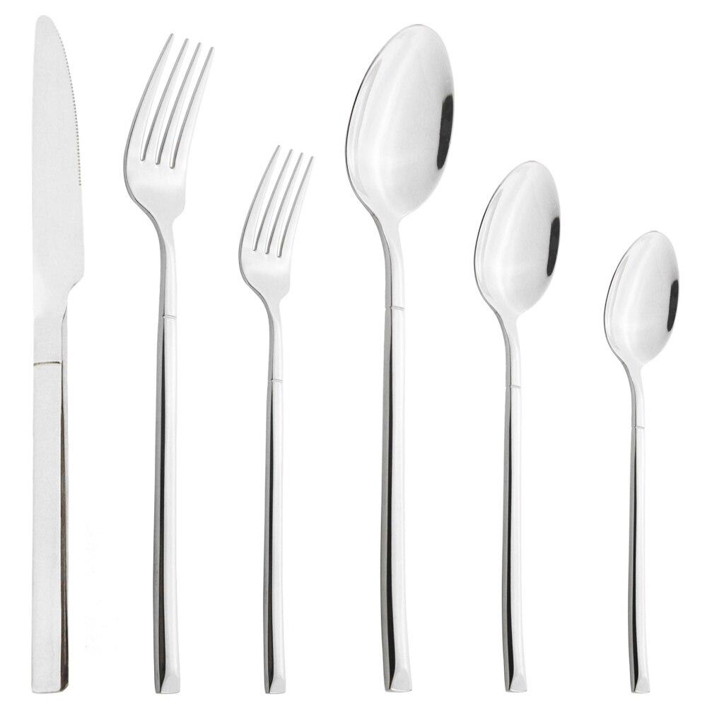 6Pcs Gold Cutlery Set Stainless Steel Dinnerware Set Knife Dessert Fork Coffee Spoon Tableware Family Kitchen Flatware Silverware
