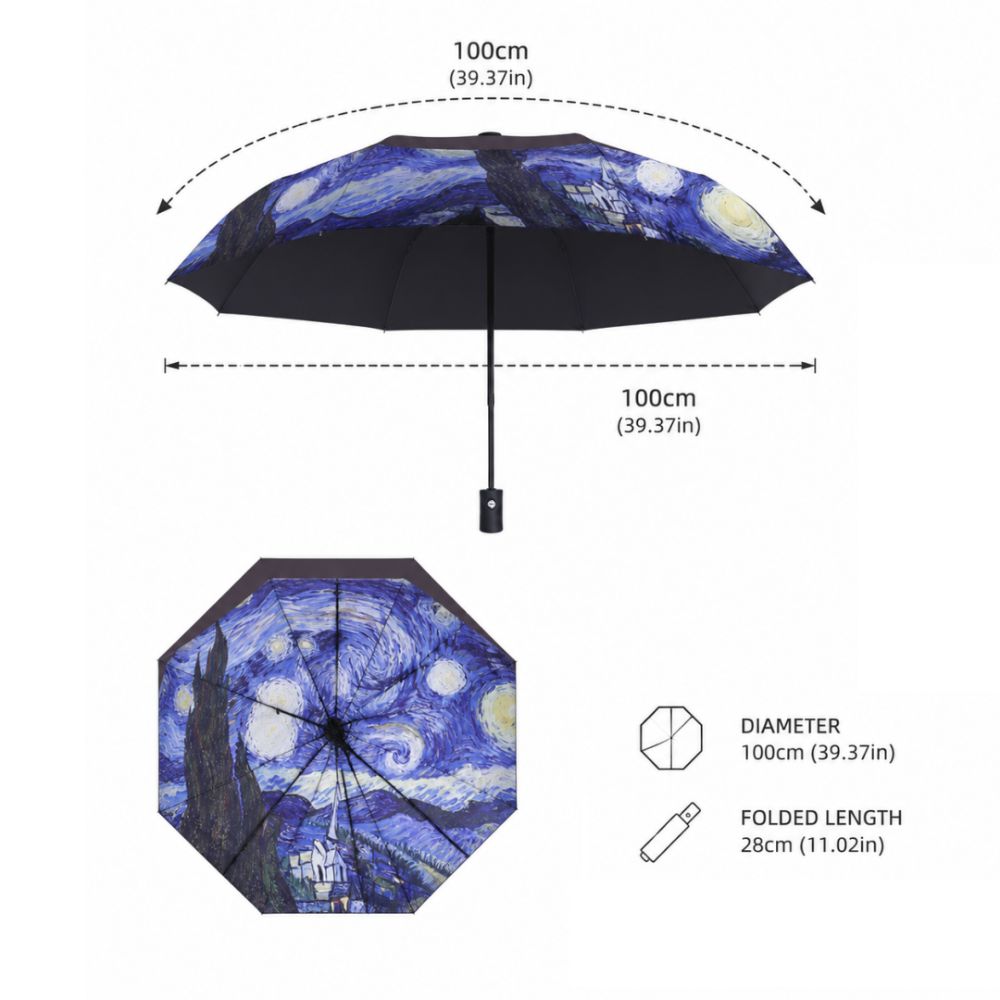 UV-Schutz Bedruckter Regenschirm Mehrzweck Automatischer Regenschirm Faltbarer Regenschirm Bei Regen oder Sonnenschein