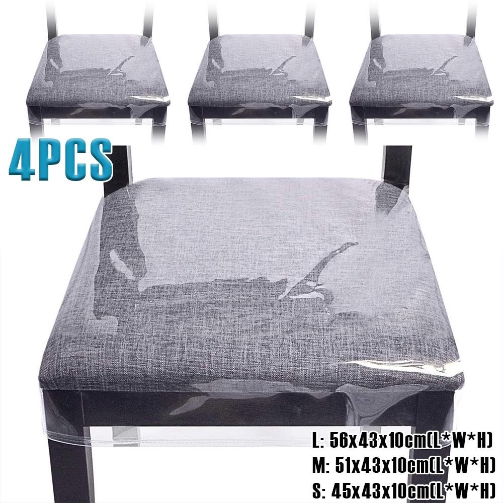 4Pcs Transparent Chair Cover PVC Waterproof Dinning Chair Seat Cover Furniture Protector S/M/L Clear Seat Cushion Protectors