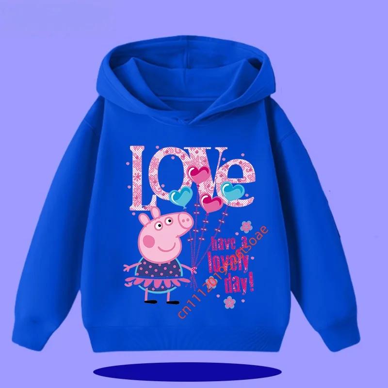 Peppa Pig children's hooded sweatshirt for boys, girls, casual wear, 2026 new style, cartoon print on the shirt