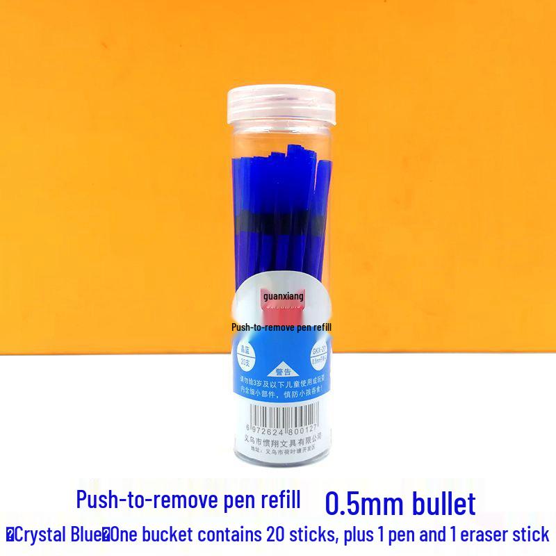 Press To Advance Friction Erasable Gel Pen Refill, 0.5mm Bullet Tip, Crystal Blue Black