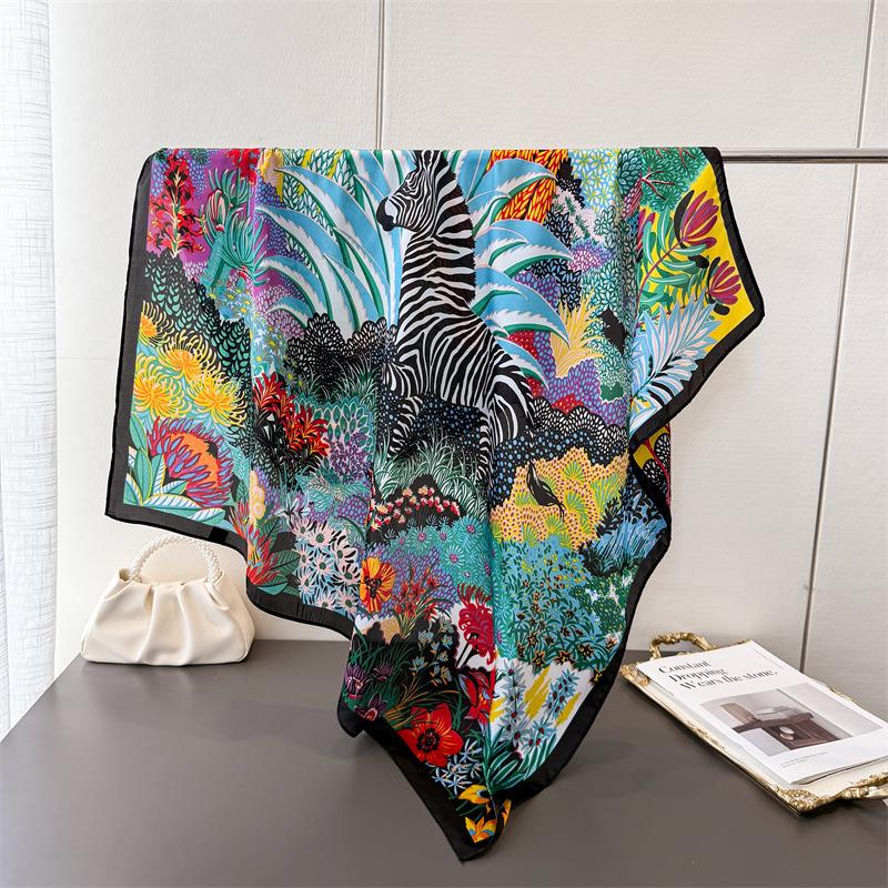 

Стиль Зебра Имитация Шелковой Печати Большой Квадратный Шарф Шелковый Шарф Шаль Головной Платок Пляжный Шарф Шарф на Шею Декоративный Женский Шарф 90*90cm