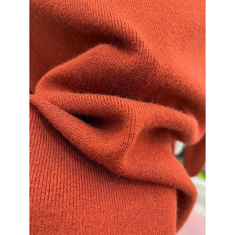 Chic semi-turtleneck Angolan red bottomed shirt for women's autumn and winter slim-fit and warm inside with knitted sweater top