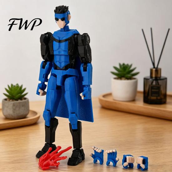Collectible Posable Figure 3D Printed Action with Accessories Cartoon Character Model Movable Joints Decoration Gift for Animation Lovers Toy