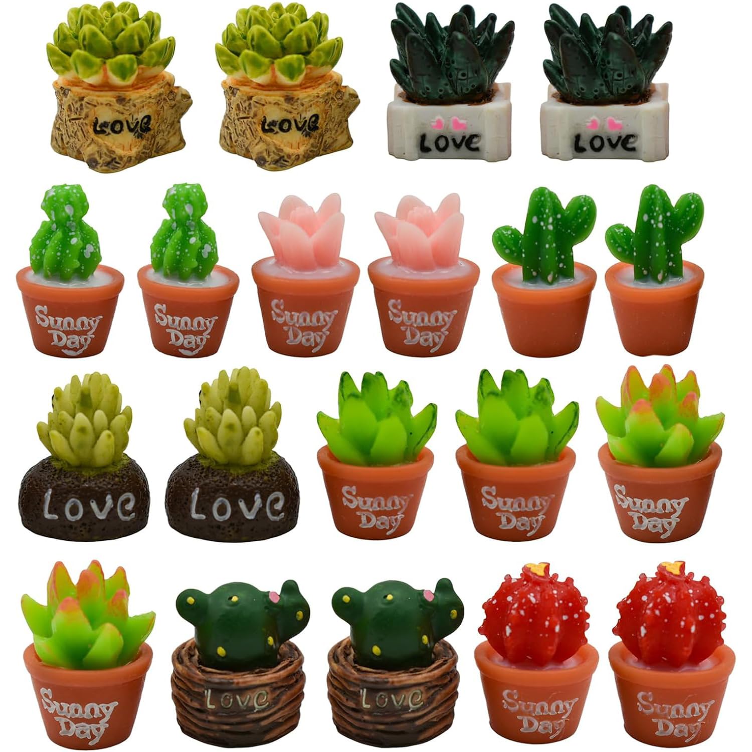 

Pinenjoy 20-Piece Miniature Cactus Plant Figurines - Cute Succulent Plant Ornaments, Soothing Decor, Interior Decor, Garden Decorations, Bonsai,
