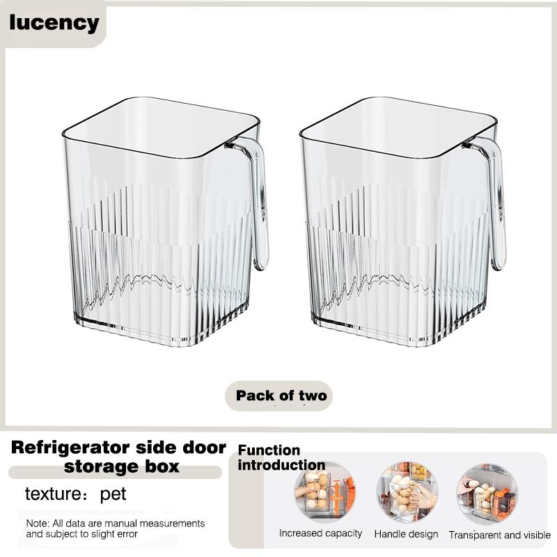 1/2PCS Refrigerator Side Door Storage Box With Handle Kitchen Organizer Food Box Egg Preservation Storage Box Refrigerator Shelf