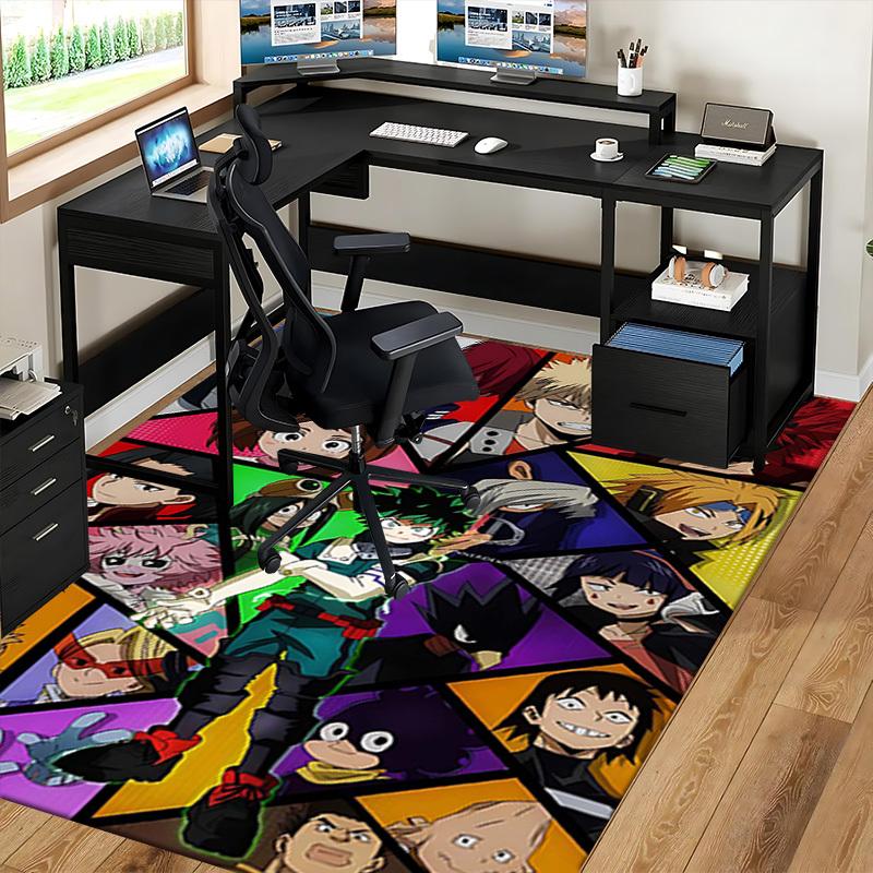 1pc My Hero Academia Class 1-A Characters Anime Chair Mat - Office Desk Protector, Non-Slip Carpet for Home Decor, Gaming Room, Seasonal Gift.Y004