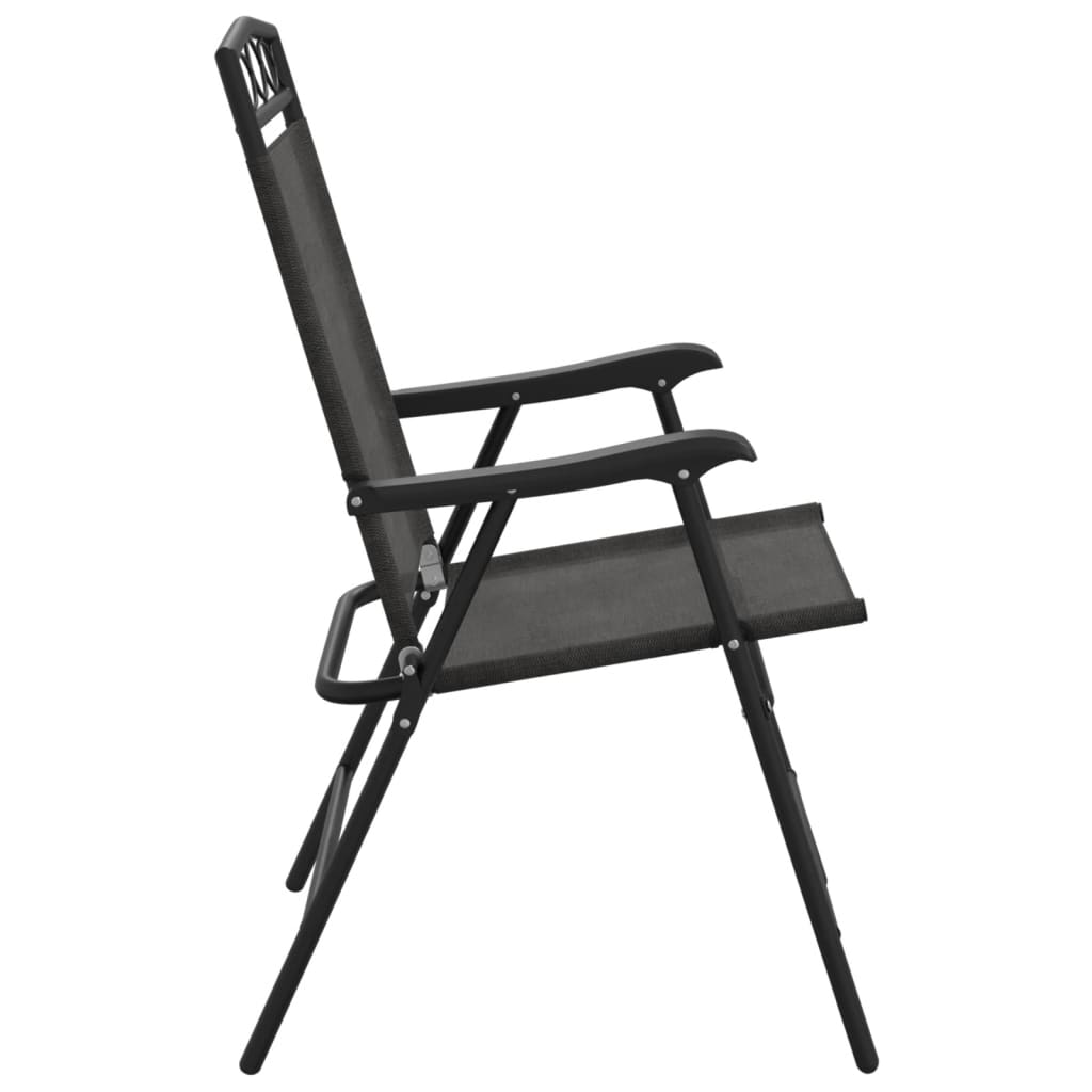 Foldable Garden Chairs 2 Pcs Grey Mottled Steel and Textilene
