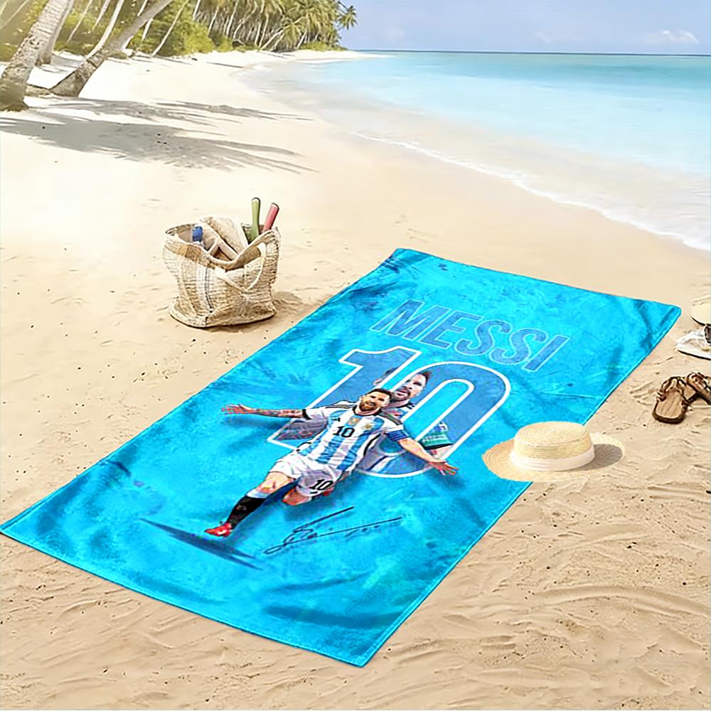 Asciugamano Design Stella del Calcio Messi 10 Asciugamano da Spiaggia ad Asciugatura Rapida per Viaggi Sport all'Aperto Jogging Spiaggia e Nuoto