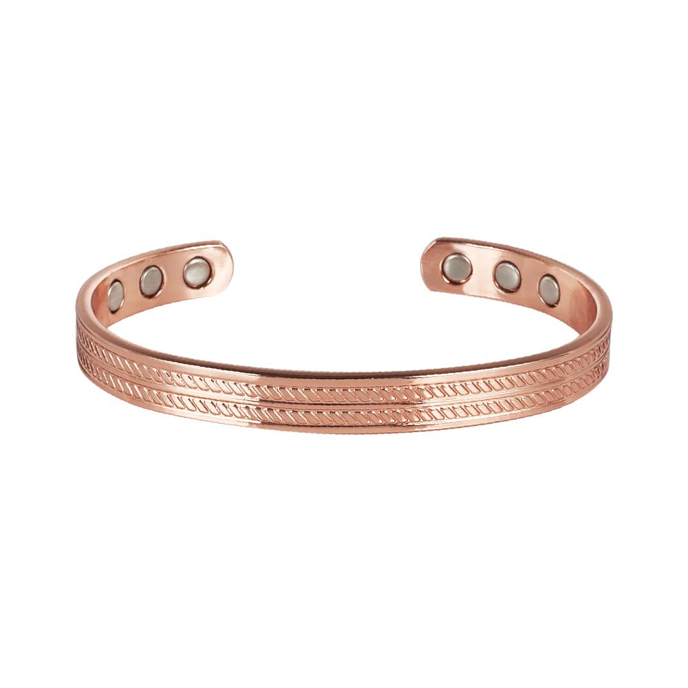 Vinterly Pure Copper Magnetic Bracelets Adjustable 8mm Knot Magnet Cuff Bangle Vintage Health Energy Jewelry Women Men Resizable
