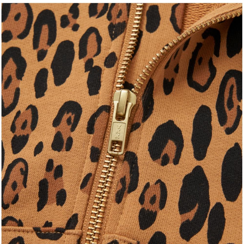 Mini Rodini 1000014113 Basic Leopard Zip Hoodie Leopard Barnhuvtröja med dragkedja
