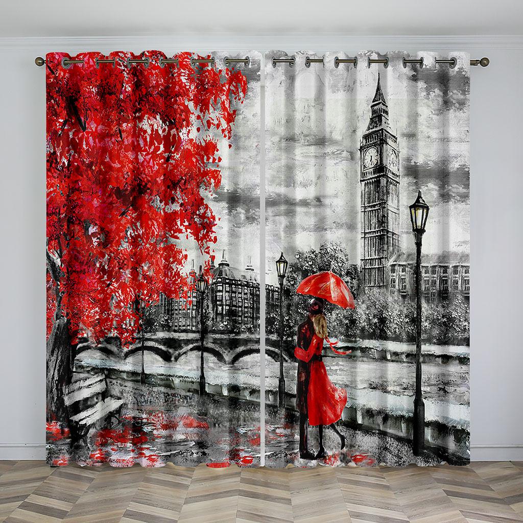 Romantic Paris Eiffel Tower Artist Photography Works Luxury Living Space Bedroom Space Home Decor Window Drapes 2 Panelss