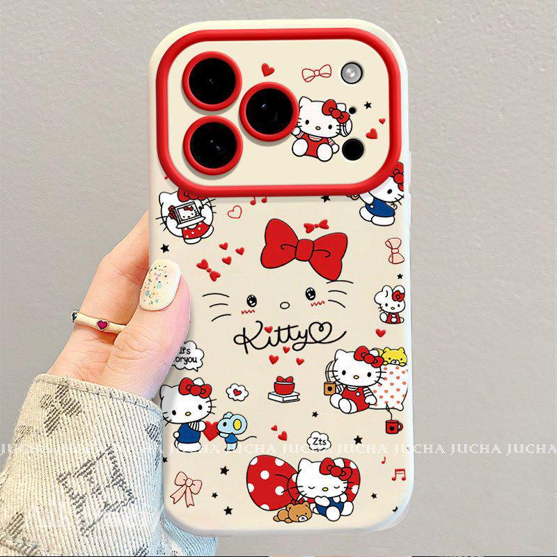 iPhone17 Pro Case 2026 New Year Style: Apple 16 Silicone Heart Bow Cat Design, Full Coverage