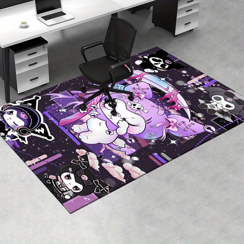1pc Sanrio Kuromi Mermaid Printed Office Carpet Rectangle Rug Under The Table,Perfect Room Decor for Living Room, Bedroom, Kitchen, Non-slip Floor Mat