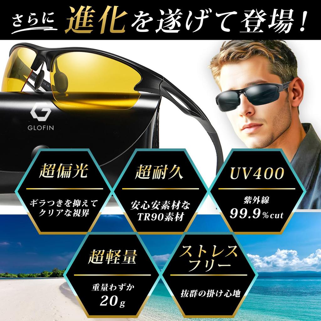 Polarized Sports for UV Leisure [GLOFIN] Sunglasses, Sunglasses, Men's Sunglasses, Ultralight, Fishing, Sports, Golf, Driving, Running, Protection,