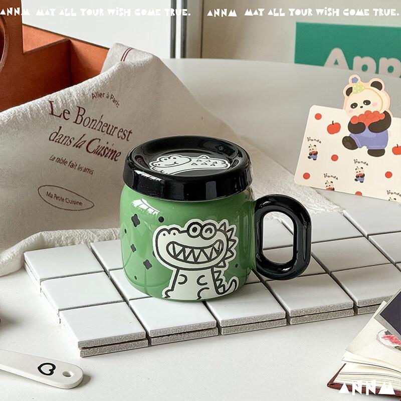 Cartoon Animal Ceramic Mug with Lid