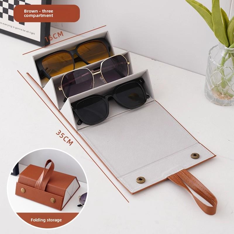 Portable Glasses Sunglasses Multi Grid Folding Travel Portable Storage Box