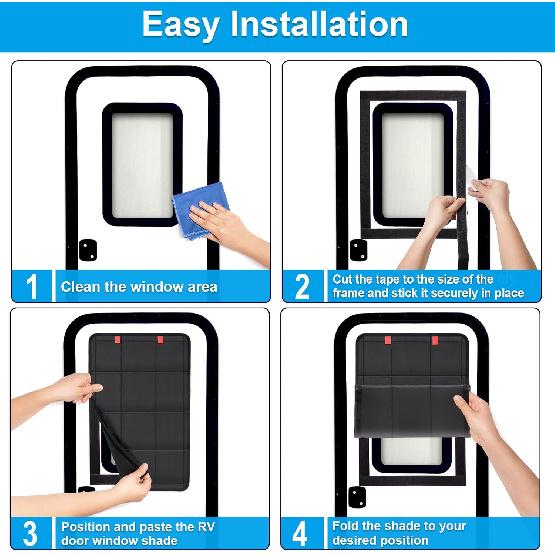 Spurtar RV Door Window Shade 25'' X 16'', Foldable RV Window Cover With UV Protection And Privacy Features For Campers, Marine Vehicles, Travel