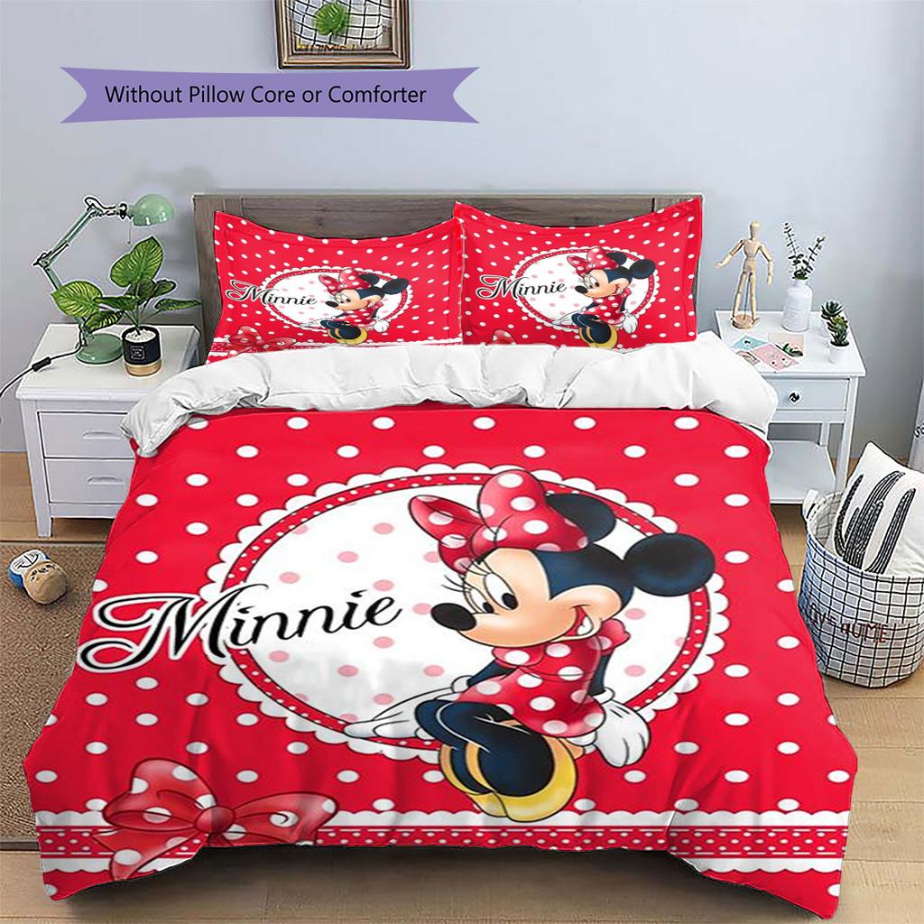 This Classic, Sweet Minnie Mouse-themed Print Bedding Set Is A Warm and Cozy Choice for Decorating A Child's Bedroom. Loves It!