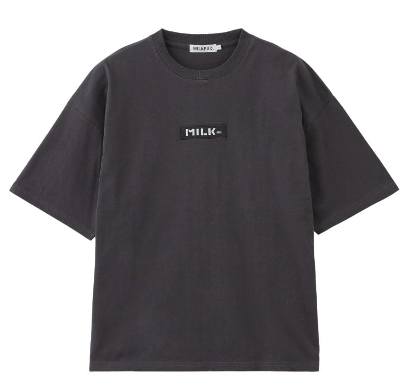 Milkfed Casual Embroidery Bar Wide Shorts Charcoal Women's Tee,