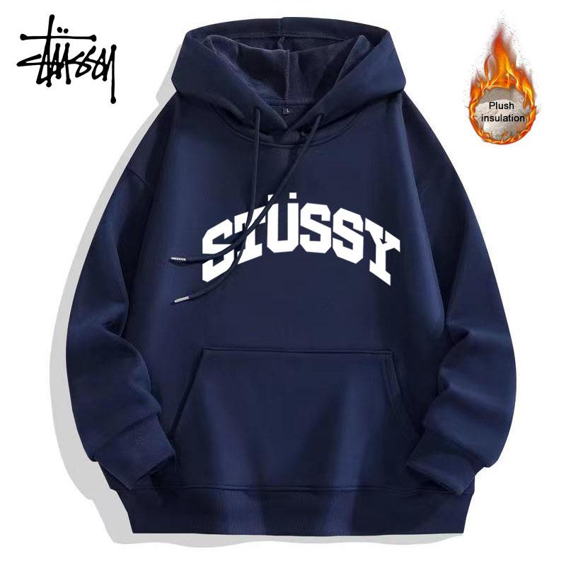 

Stussy Autumn/Winter Thickened Silver Fox Plush Warm High Quality Cotton Stussy Letter Classic Printed Hoodie