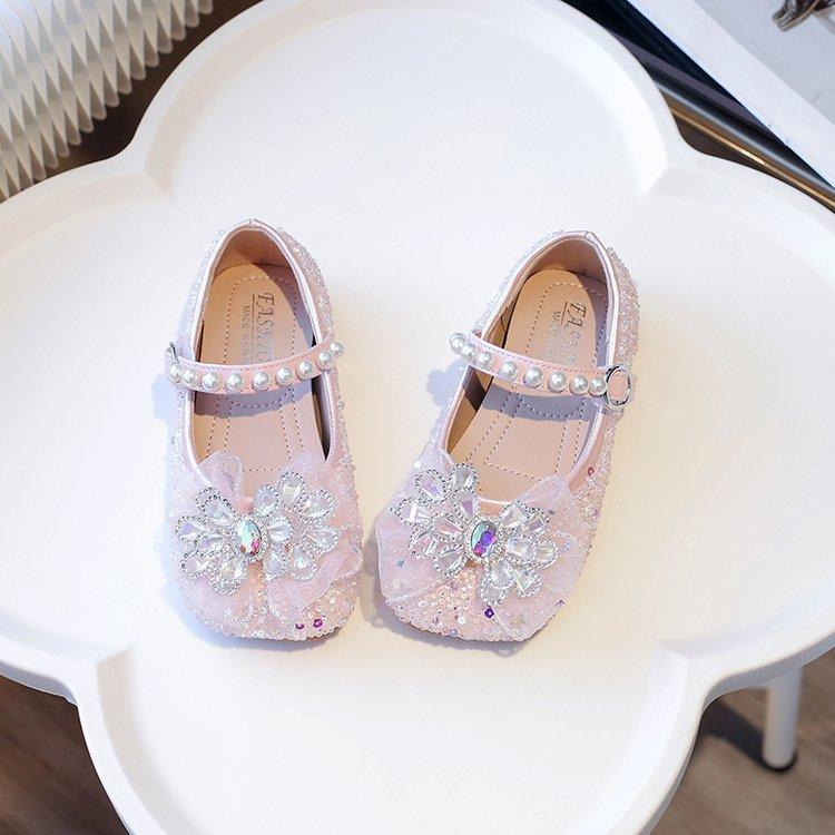 Girls Princess Shoes 2025 New Children's Crystal Shoes Spring and Autumn Leather Shoes Little Girl Shoes Baby Single Shoes with Dress