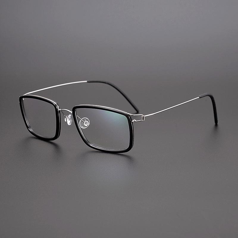 Retro Square Titanium Alloy Eyeglass Frames - Unisex Myopia Glasses серебряный/чёрный