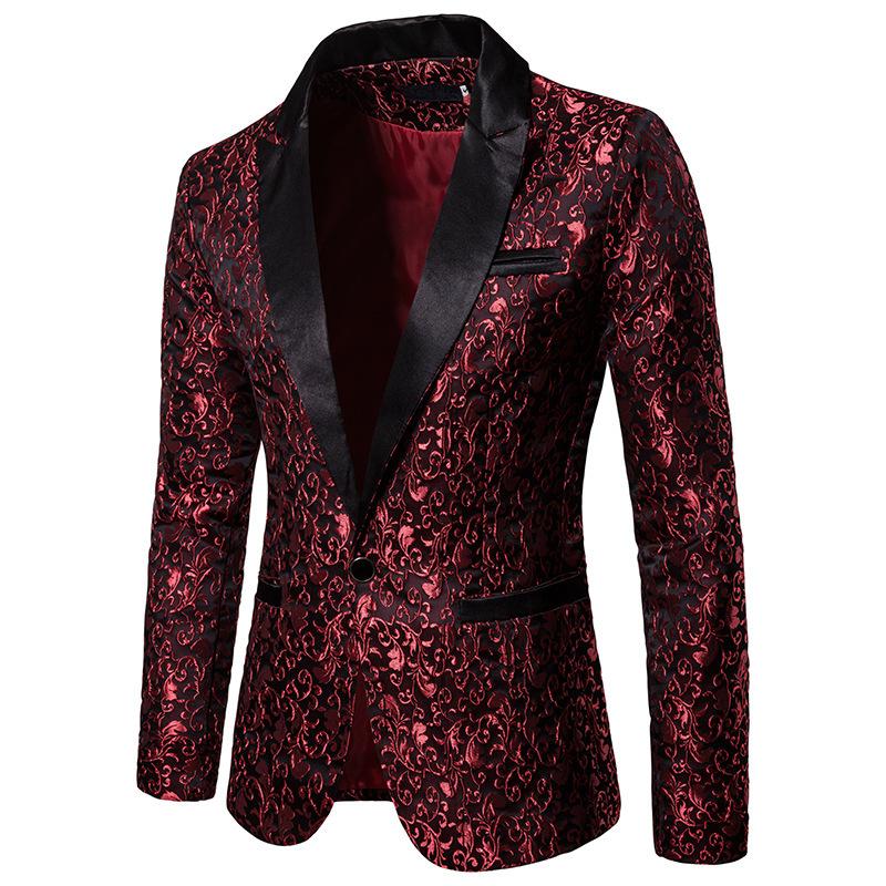Men's Floral Party Dress Suit Stylish Dinner Jacket Wedding Blazer