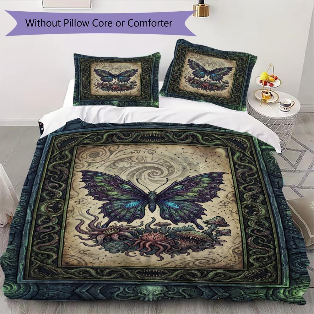 Butterfly Decoration Pattern Bedding Uilt Set Uilt Cover Pillowcase Home Decoration Birthday Gift (1 * Duvet Cover + 2 * Pillowcase Without Core)40