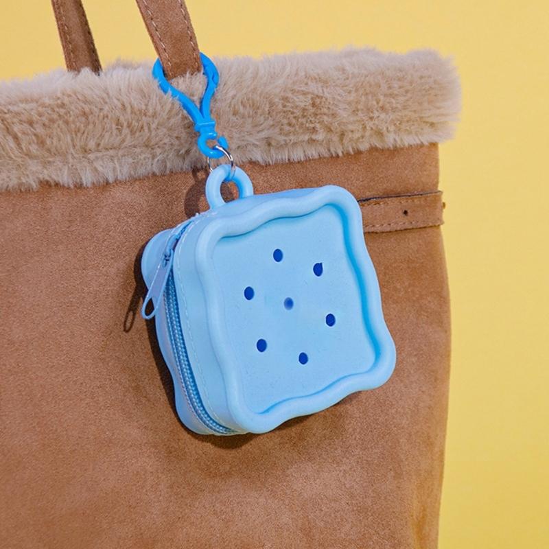 Reusable Silicone Card Holder Cartoon Hole Pattern Compact Wallet  Cartoon Money Bag For Daily Essential Storage