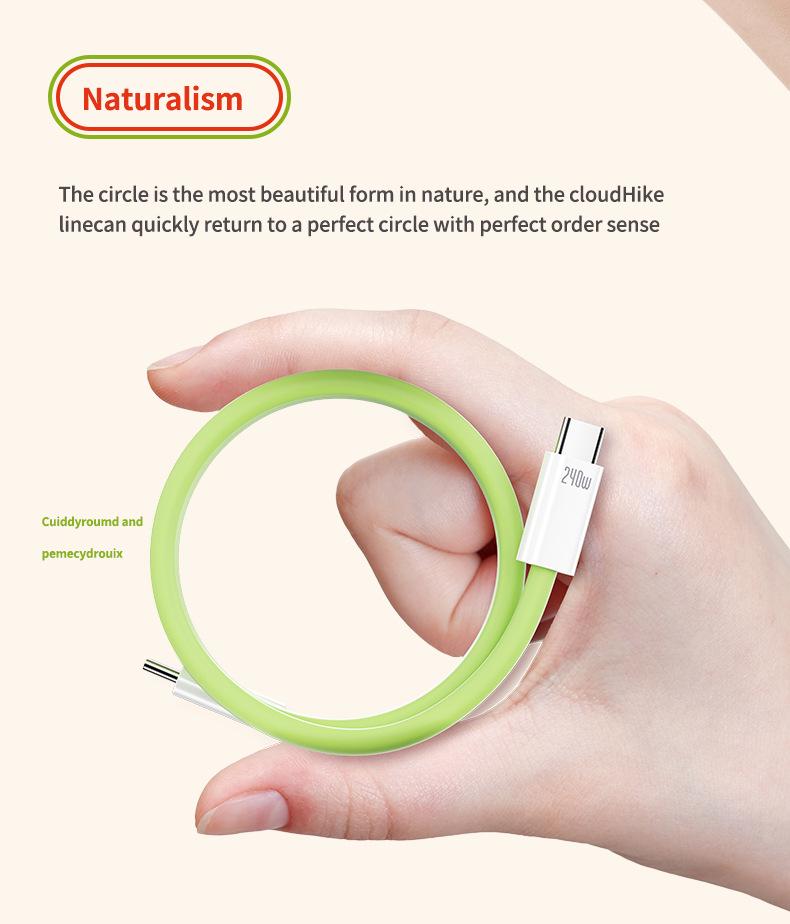 240W Silicone Magnetic Fast Charging Cable for Apple, Android, Tablets & Laptops