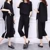 Plus Size Korean Style Women's Summer Two-Piece Set: Loose Casual Wide-Leg Pants Suit