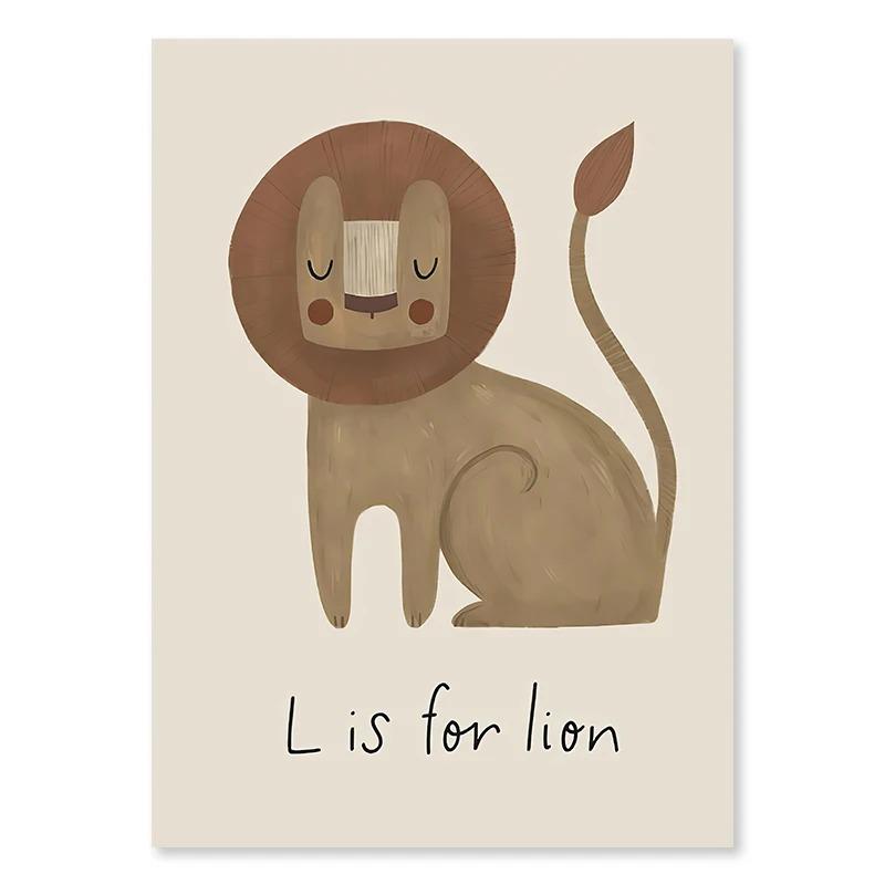 Nordic Cartoon Lion Rabbit Mouse Goose Duck Wall Art Canvas Painting Nursery Poster and Prints Pictures Baby Kids Room Decor