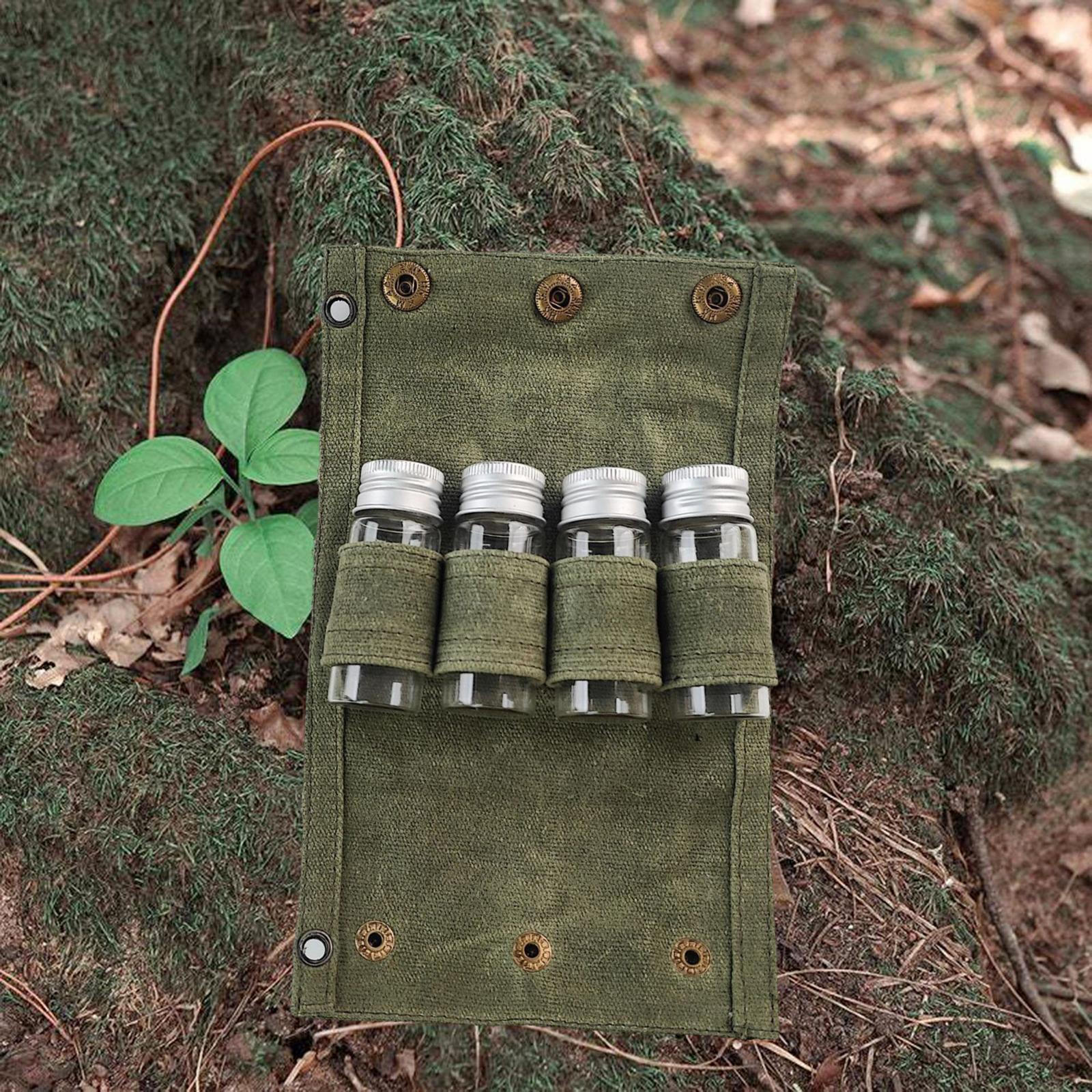 

Набор контейнеров для специй для кемпинга, стеклянные банки, переносной держатель, дорожная сумка для соли, сахара и т. д. Deep Green