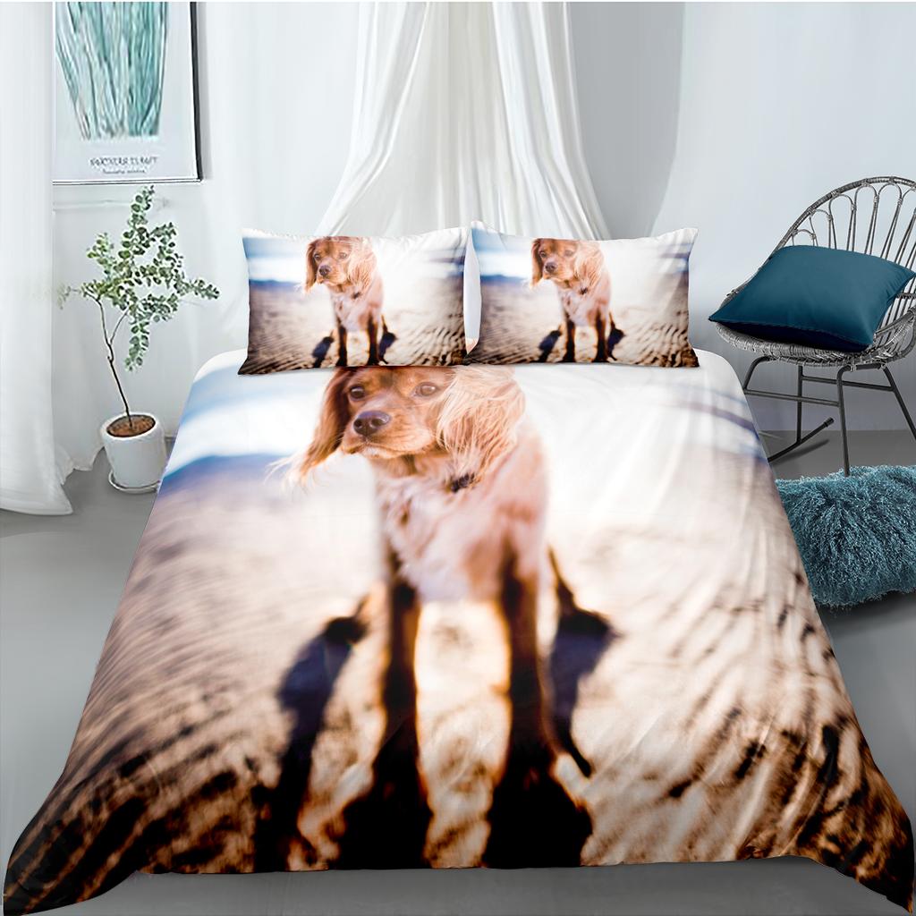 3D Pet Kawai Dogs Soft Duvet Cover Pomeranian Chihua Cavalier Charles Spaniel Dog Soft Duvet Cover Polyester Comfortable Quilt Cover Quen King