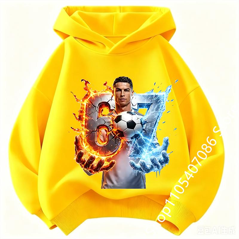 Spring Autumn Casual Children's Hoodie Sports Sweatshirt for Boys and Girls Ronaldo Printed Fashion Kids Pullover Top