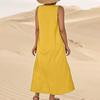 Fashion Women's Color Cotton And Linencasual Loose Vest Dress