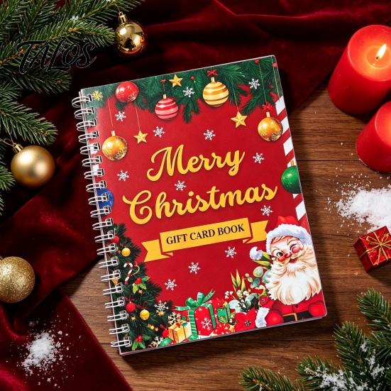 Interactive Gift Card Display Book Christmas Book, 7" x 5" Spiral Bound Merry Handmade Presenting Album Booklet, Greeting Album, Personalized for Xmas